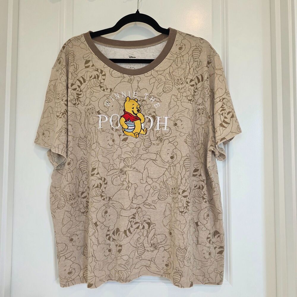 Disney Winnie the Pooh T Shirt 3X All Over Print Embroidered Graphic Nostalgic